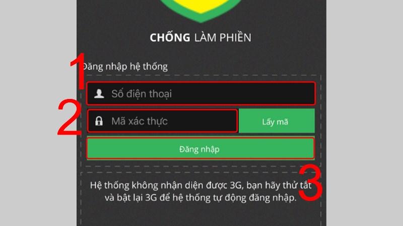 Nhập số điện thoại để lấy mã xác nhận