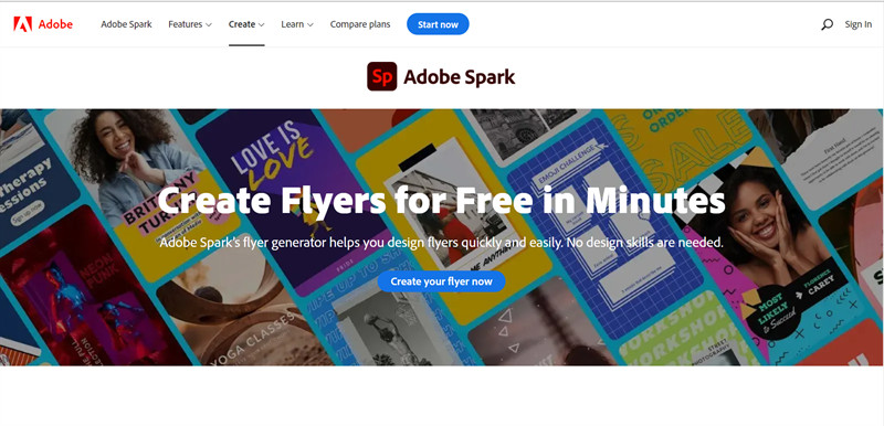 Adobe Spark: Trang web l&agrave;m tờ rơi online