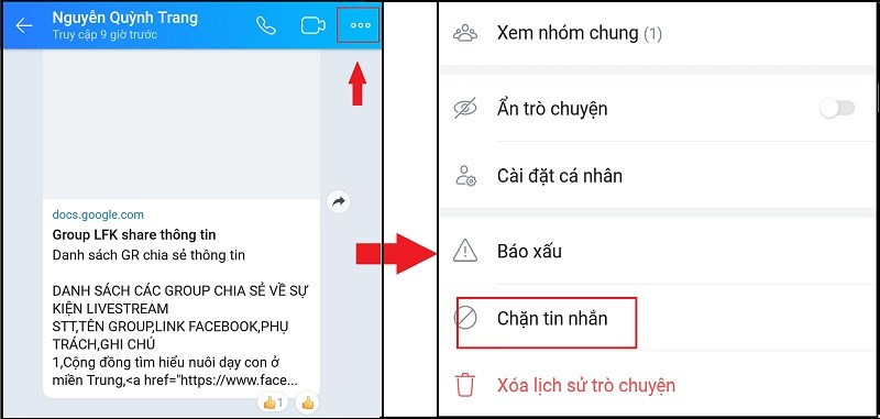 alt: Chọn biểu tượng 3 chấm trên Zalo