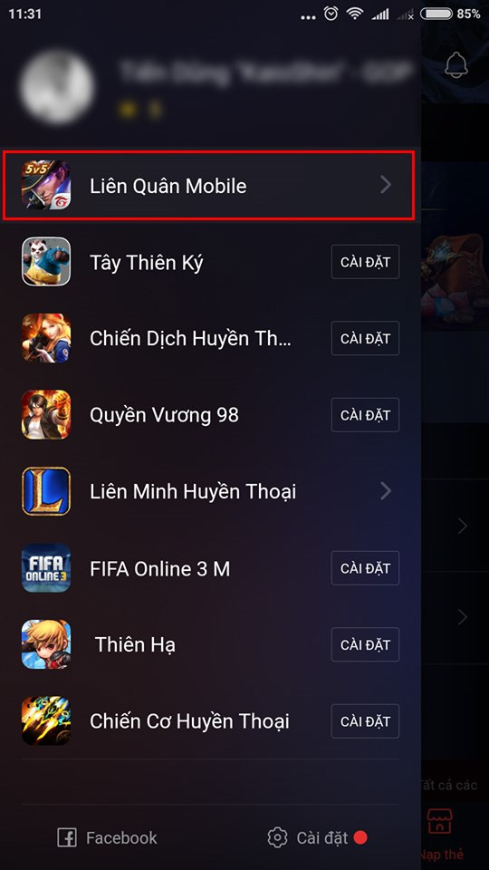 alt: Chọn game Liên Quân Mobile