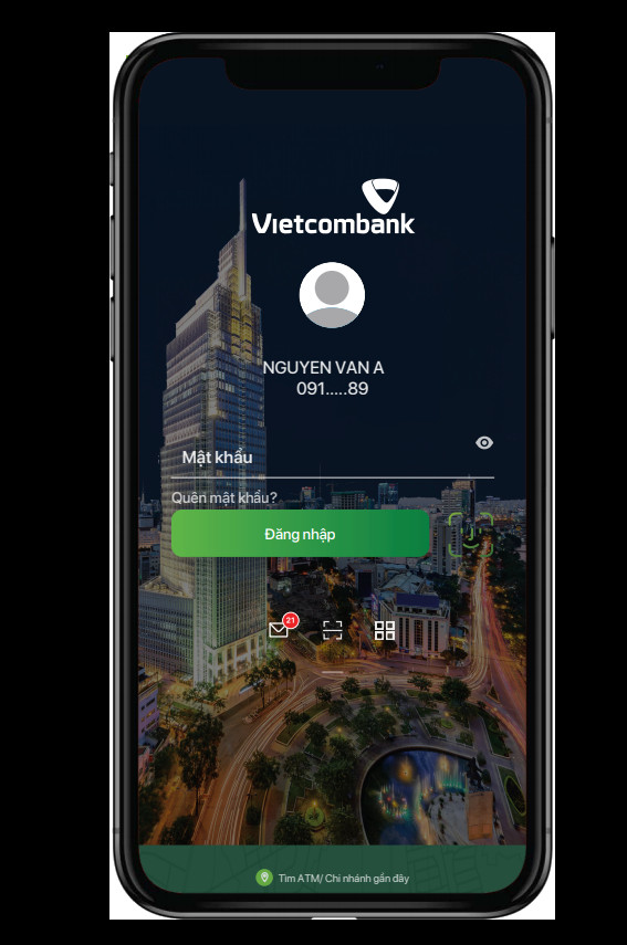 alt: Đăng nhập vào ứng dụng Vietcombank