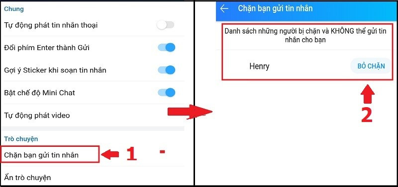 alt: Danh sách chặn và bỏ chặn Zalo