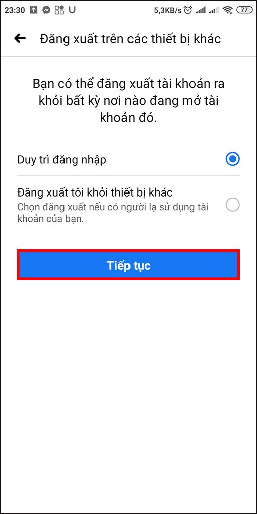 alt: Giao diện lựa chọn trạng thái đăng nhập