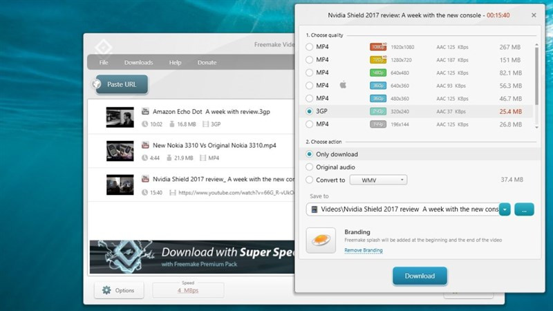 alt: Giao diện phần mềm Freemake Video downloader