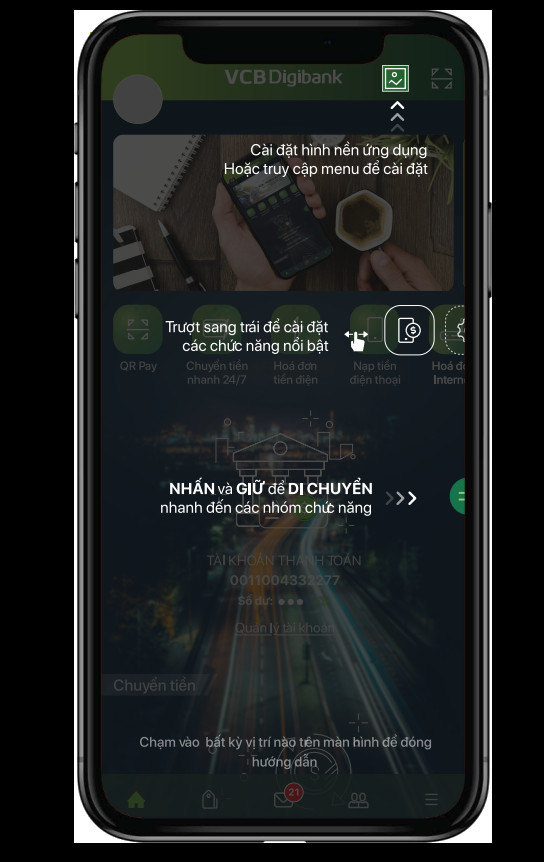 alt: Giao diện ứng dụng VCB Digibank trên điện thoại