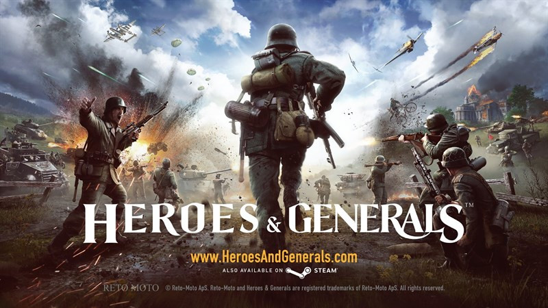 alt: Hình ảnh gameplay Heroes & Generals với bối cảnh Thế chiến II và các loại vũ khí, phương tiện chiến tranh thời kỳ đó