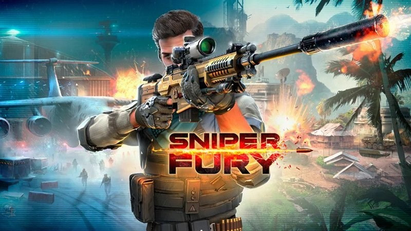 alt: Hình ảnh gameplay Sniper Fury với góc nhìn của xạ thủ bắn tỉa, ngắm bắn mục tiêu từ xa