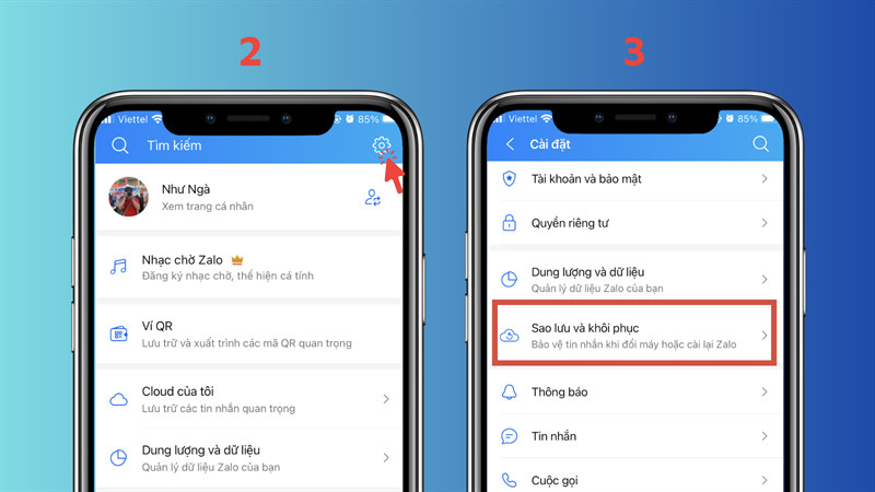 Alt: Hướng dẫn chọn chức năng sao lưu và khôi phục trên Zalo