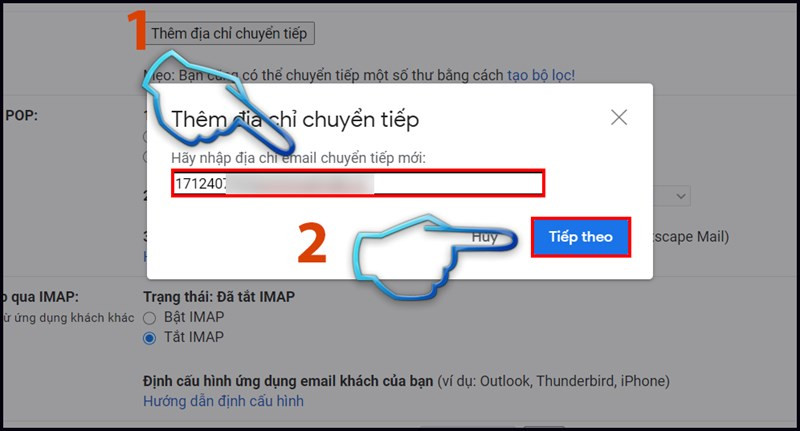 alt: Nhập địa chỉ email chuyển tiếp