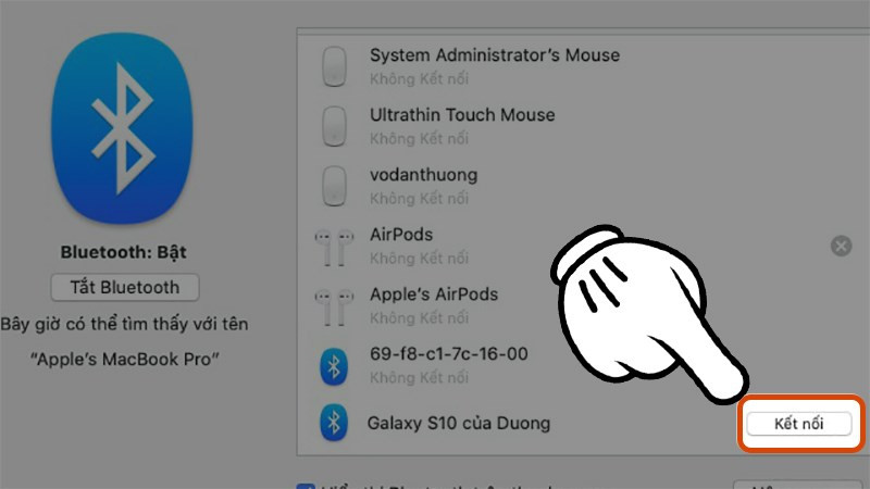 alt: Nút Kết nối trên macOS