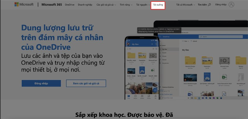 alt: Nút tải xuống OneDrive trên trang web Microsoft