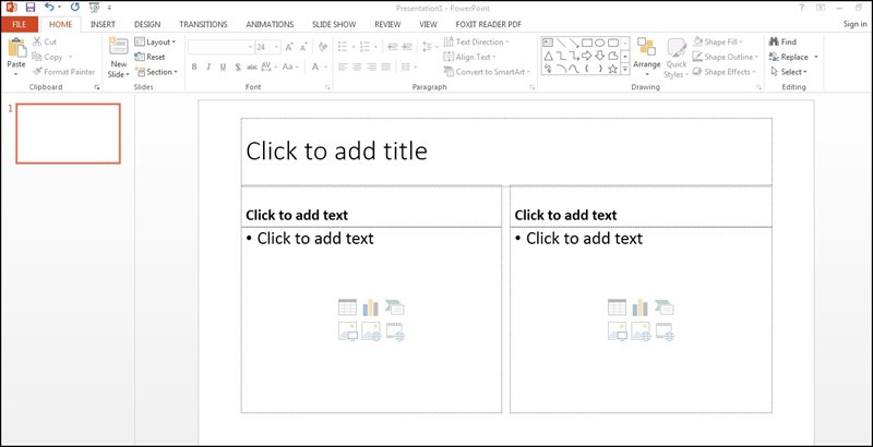 Alt: Slide PowerPoint sau khi chọn layout