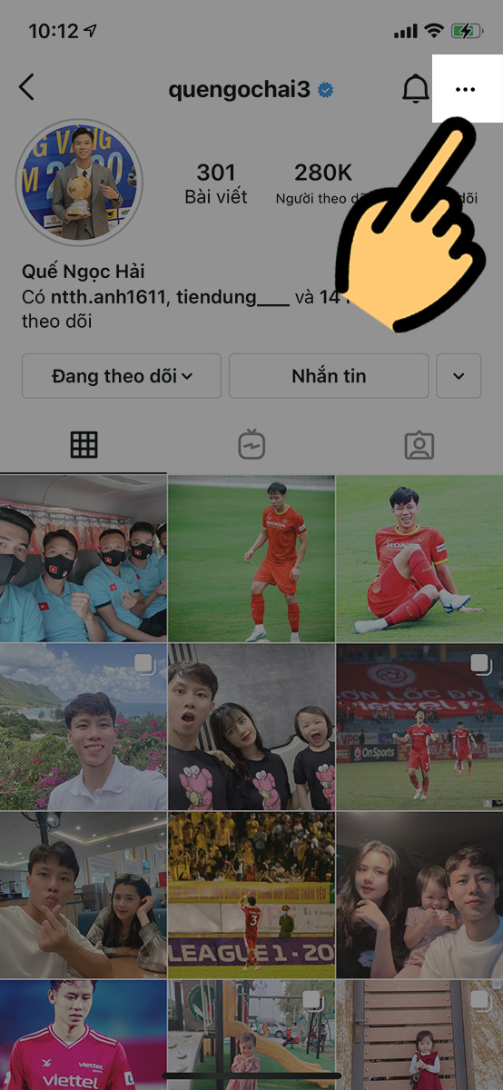 alt text: Biểu tượng ba chấm trên trang cá nhân Instagram