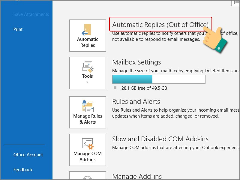 alt text: Chọn Automatic Replies