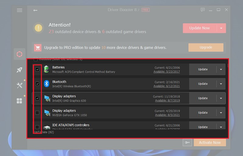 alt text: Chọn driver cần cập nhật trong Driver Booster