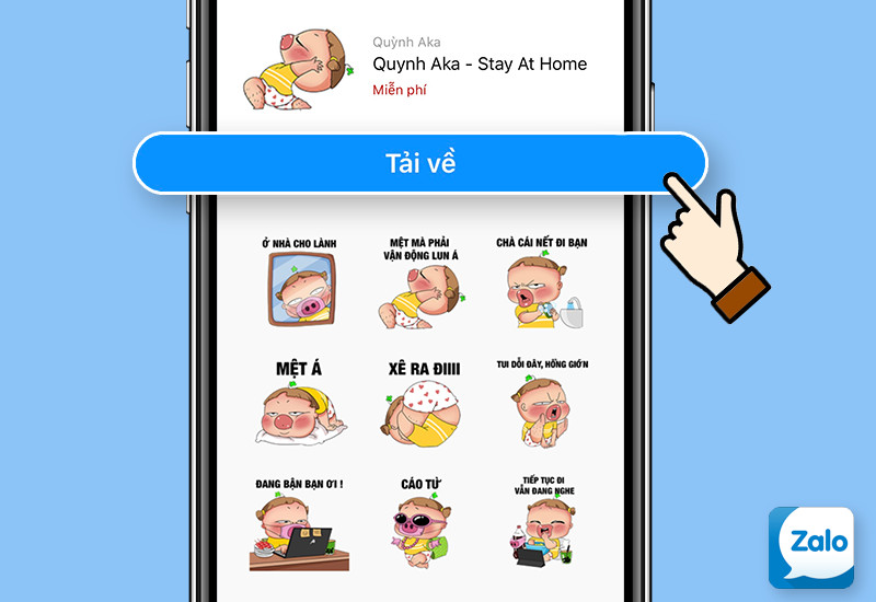 alt text: Chọn sticker yêu thích và tải về