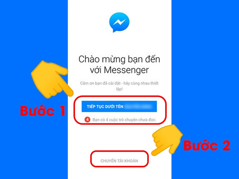 alt text: Đăng nhập Messenger bằng tài khoản Facebook hiện có