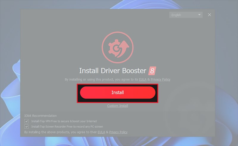 alt text: Giao diện cài đặt Driver Booster