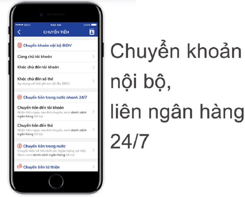 alt text: Giao diện chuyển tiền trên BIDV Smart Banking