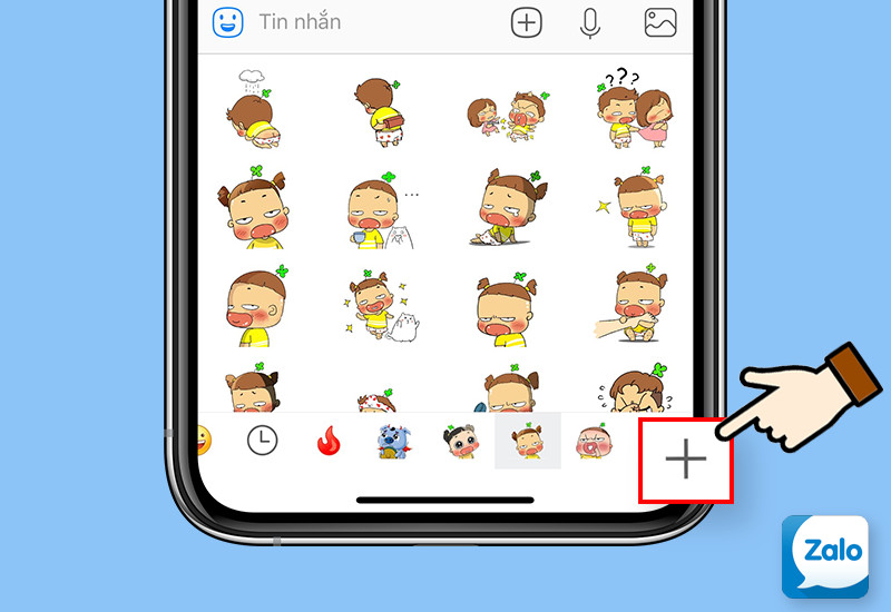 alt text: Giao diện cửa hàng sticker Zalo trên điện thoại