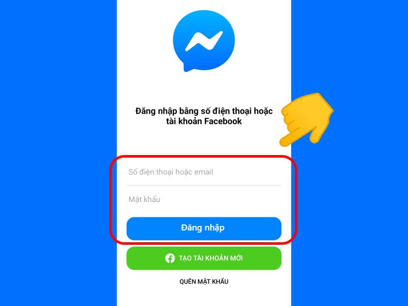 alt text: Giao diện đăng nhập Messenger