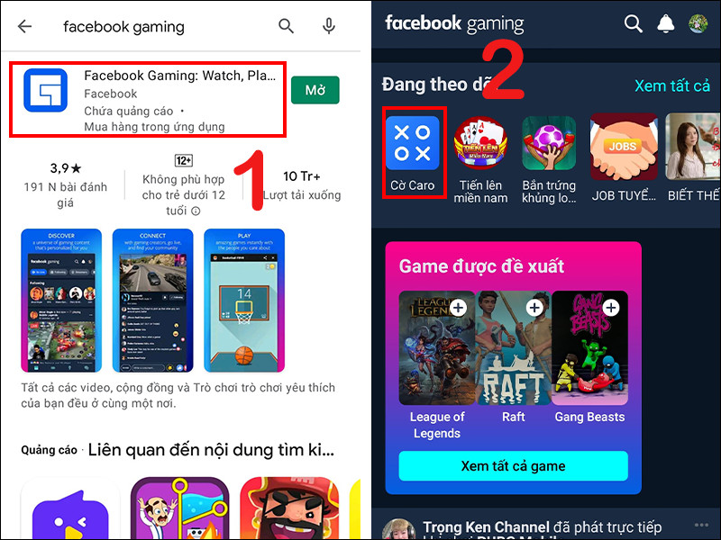 alt text: Giao diện Facebook Gaming