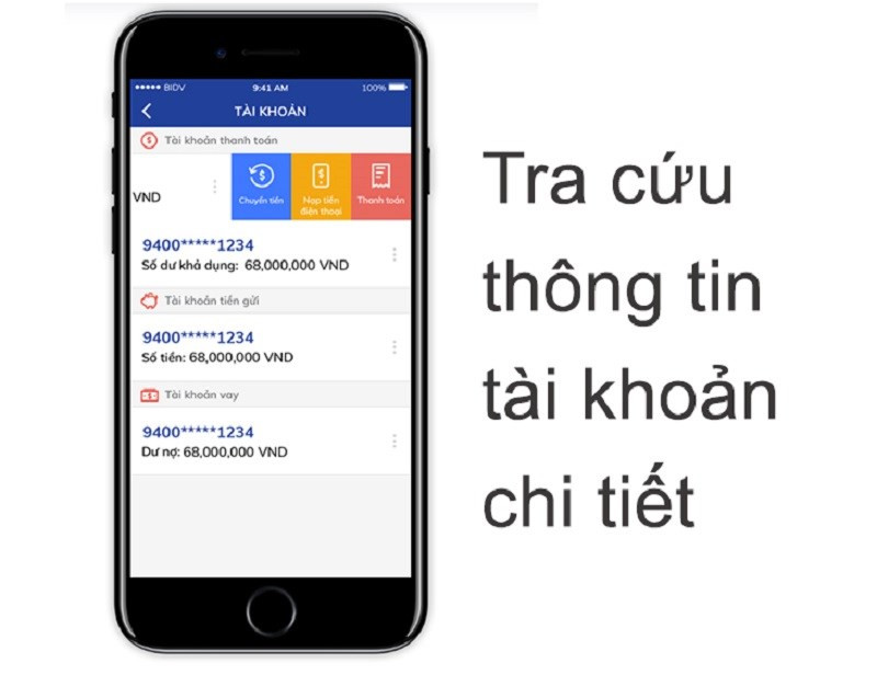 alt text: Giao diện tra cứu thông tin tài khoản trên BIDV Smart Banking