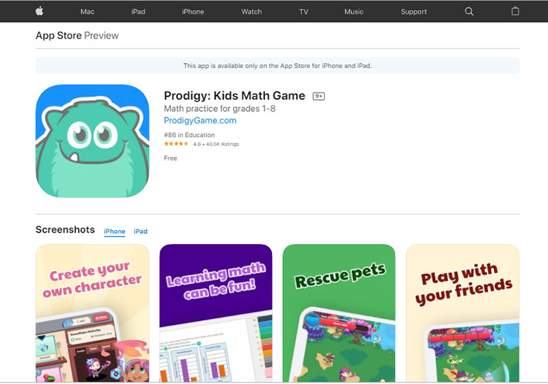 alt text: Hình ảnh minh họa giao diện game Prodigy Math Game