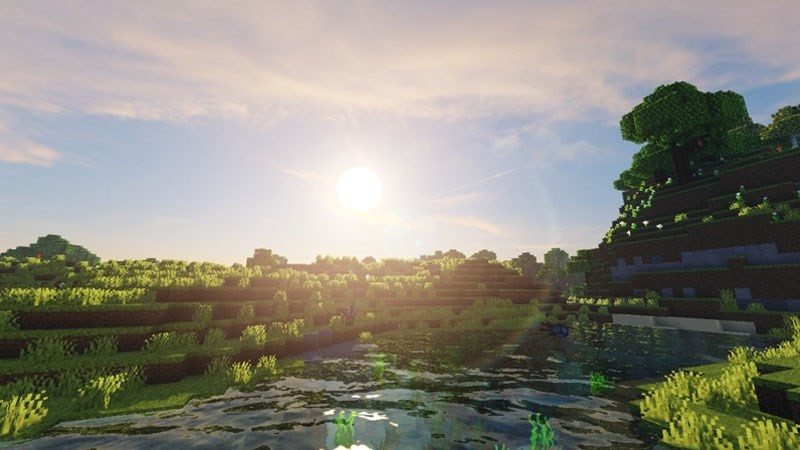 alt text: Hình ảnh minh họa giao diện Minecraft sau khi cài đặt Shader Mod