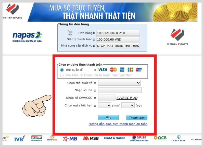 alt text: Hoàn tất thanh toán Visa/Mastercard