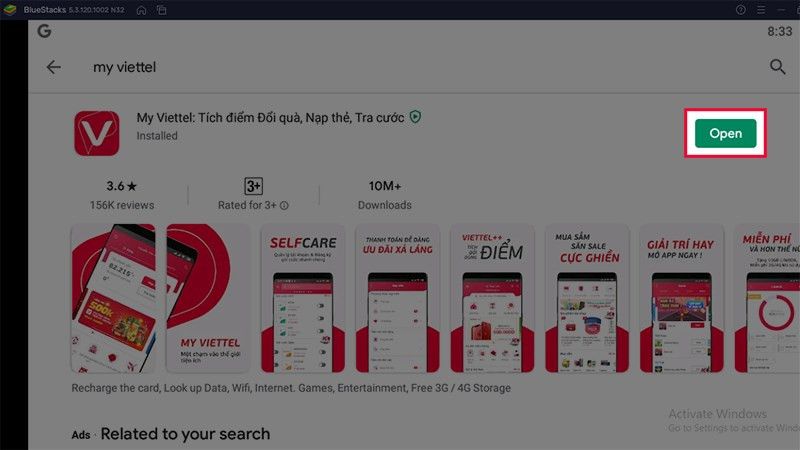 alt text: Mở ứng dụng My Viettel trên Bluestacks