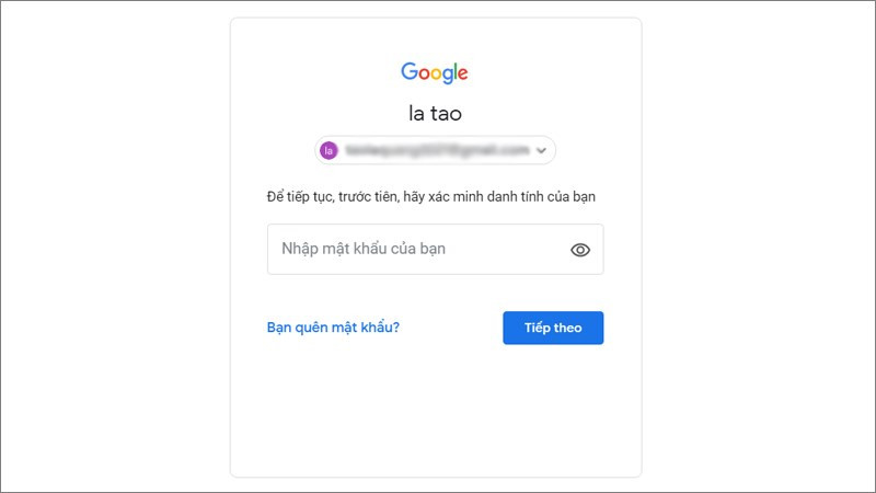 alt text: Nhập mật khẩu xác minh