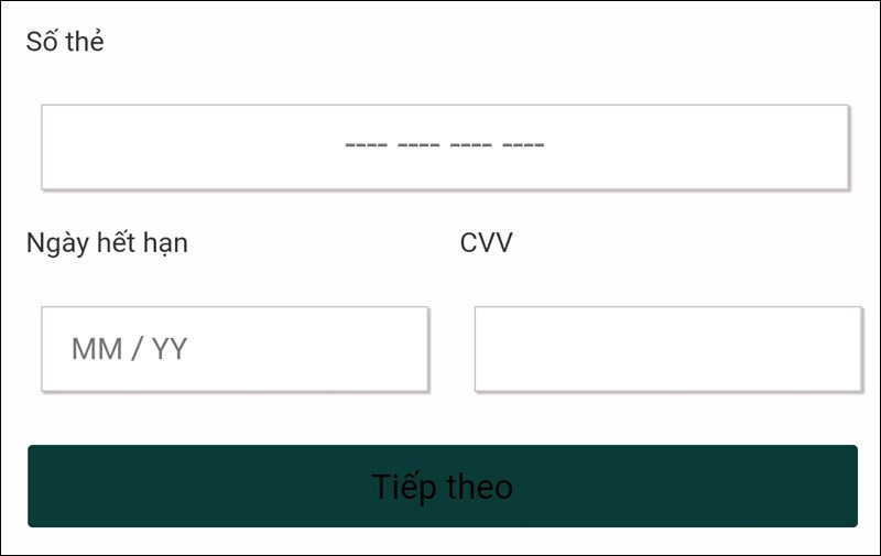 alt text: Nhập thông tin thẻ
