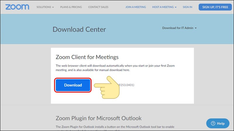 Alt text: Tải xuống Zoom Client for Meetings