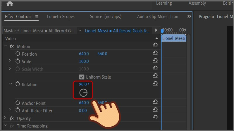 alt text: Xoay video trong Adobe Premiere