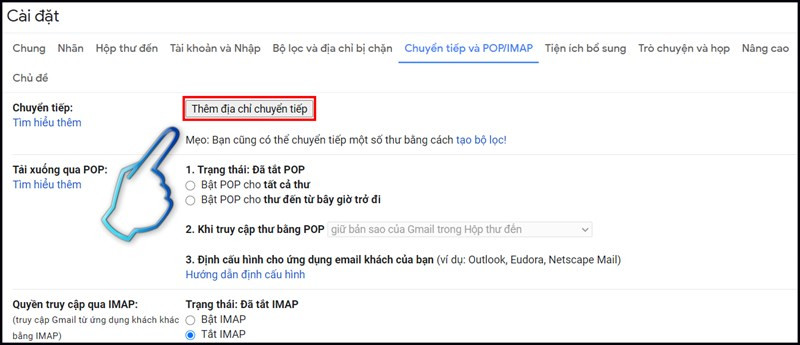 alt: Thêm địa chỉ chuyển tiếp trong Gmail