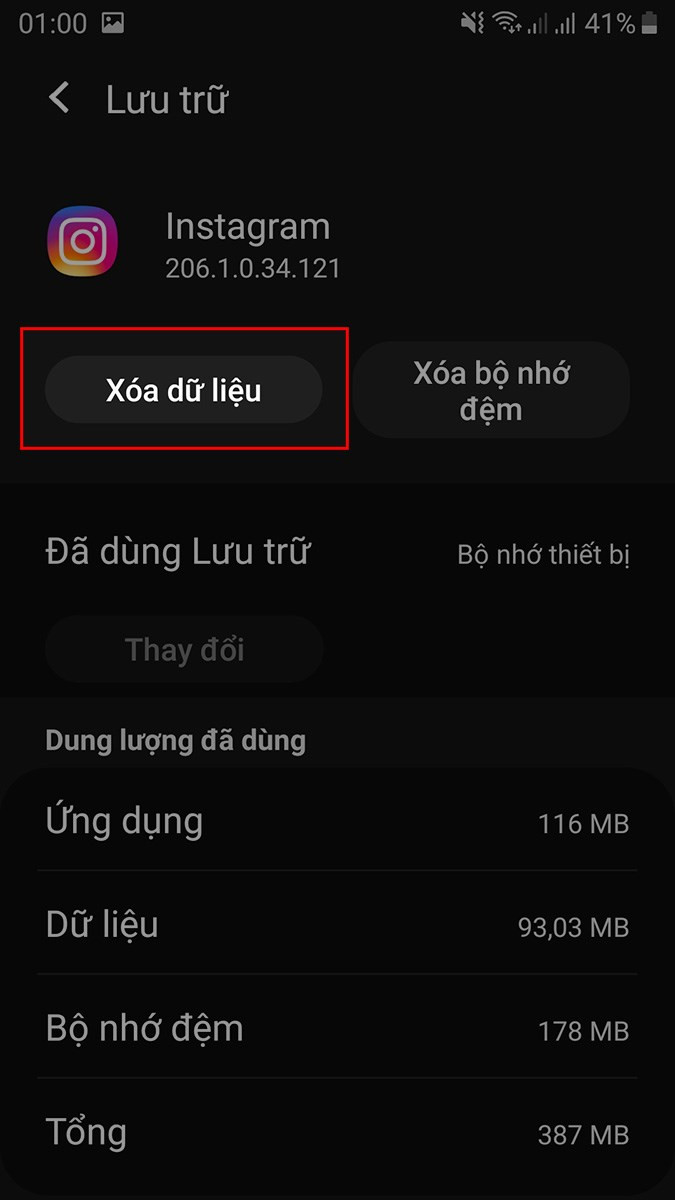 Ảnh minh họa xóa dữ liệu Instagram trên Android