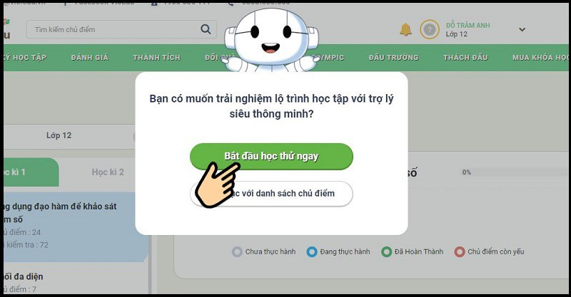 Bấm Bắt đầu học thử ngay