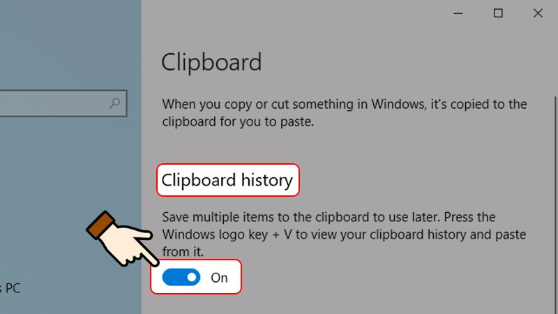 Bật Clipboard history trong Settings