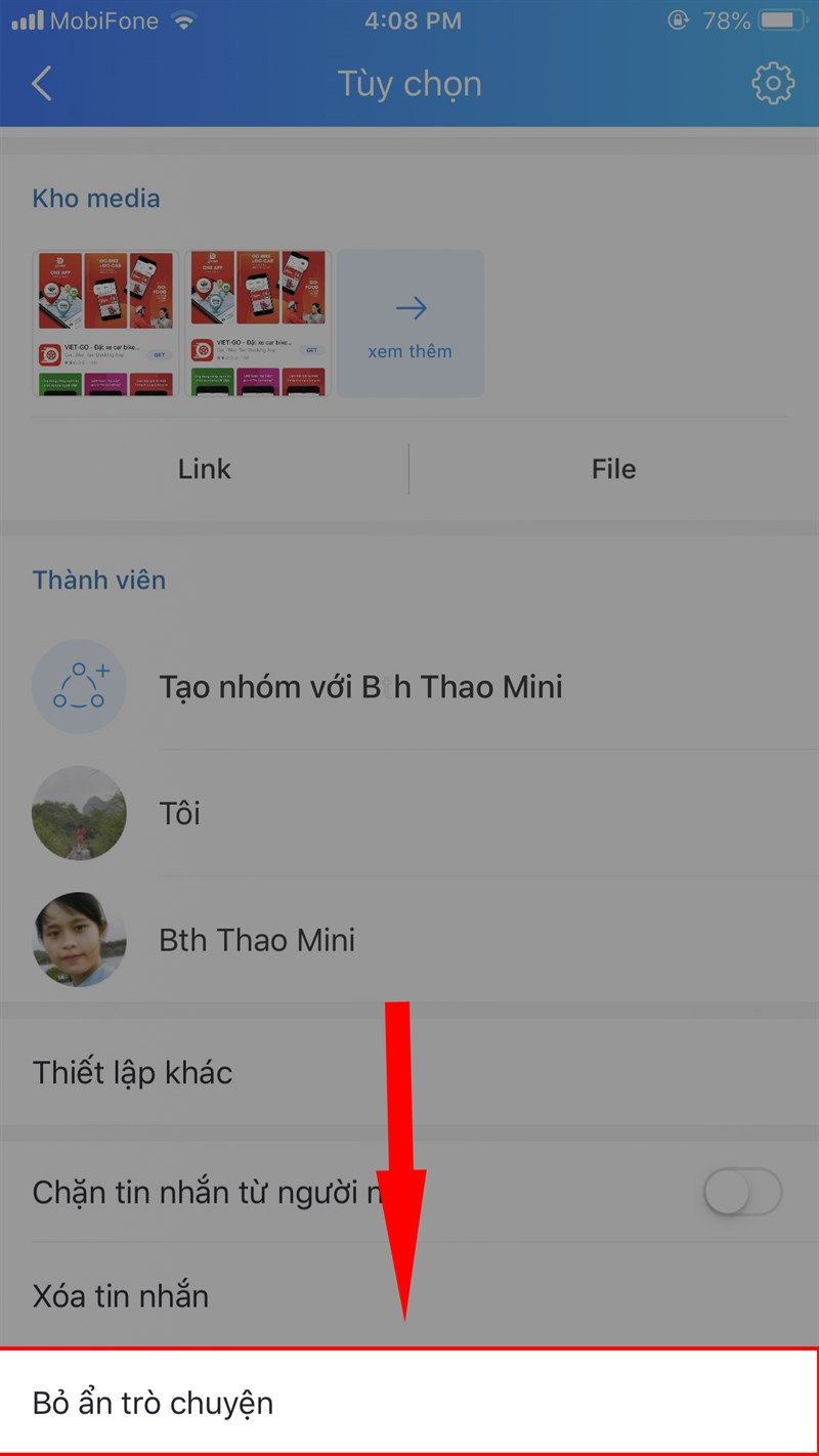 Bỏ ẩn trò chuyện