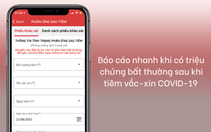 B&aacute;o c&aacute;o nhanh khi c&oacute; triệu chứng bất thường sau khi ti&ecirc;m vắc-xin COVID-19