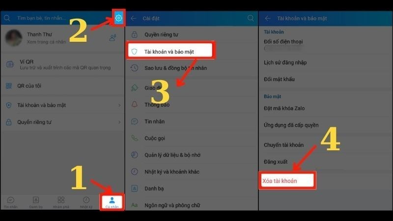 Các bước xóa tài khoản Zalo