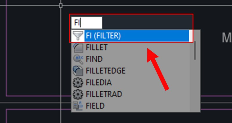 Cách dùng lệnh Filter trong CAD để lọc theo đối tượng mẫu