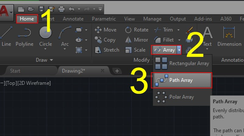 Cách tạo Path Array