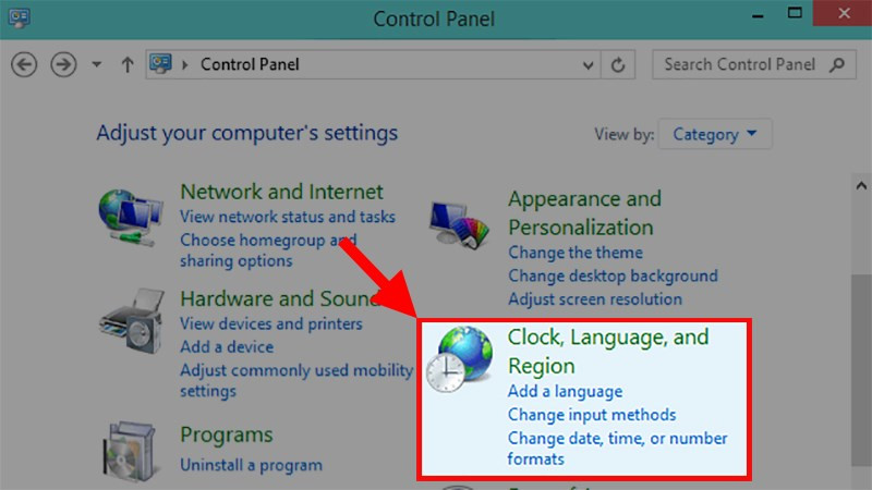 Cài đặt bàn phím trong Control Panel