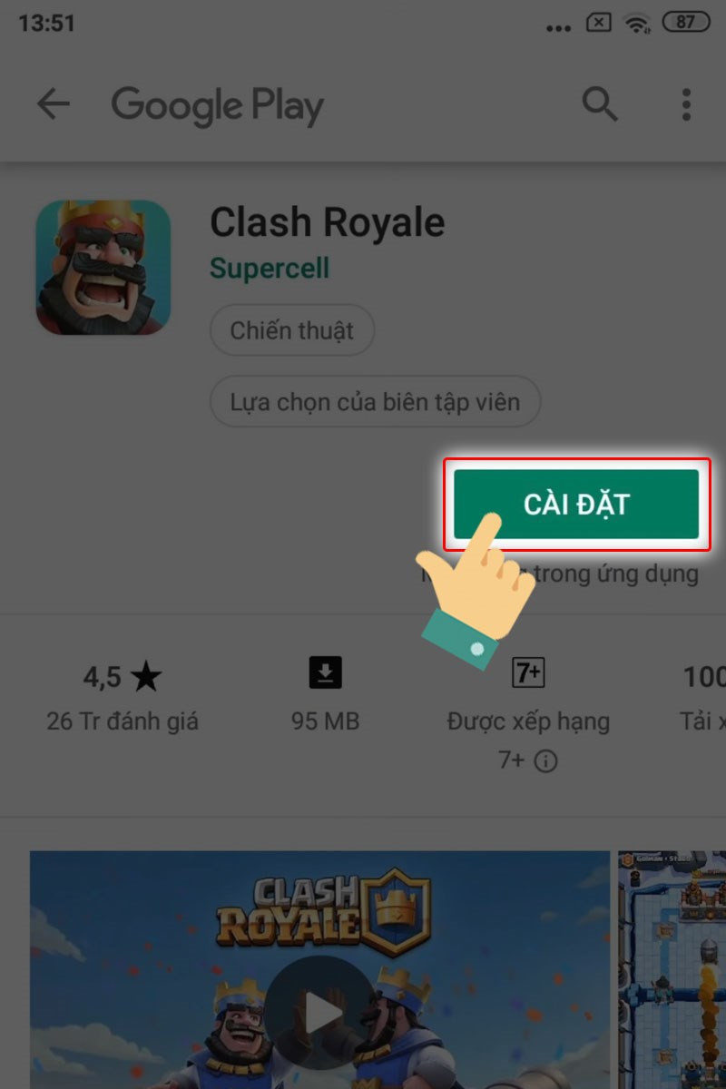 Cài đặt Clash Royale trên CH Play