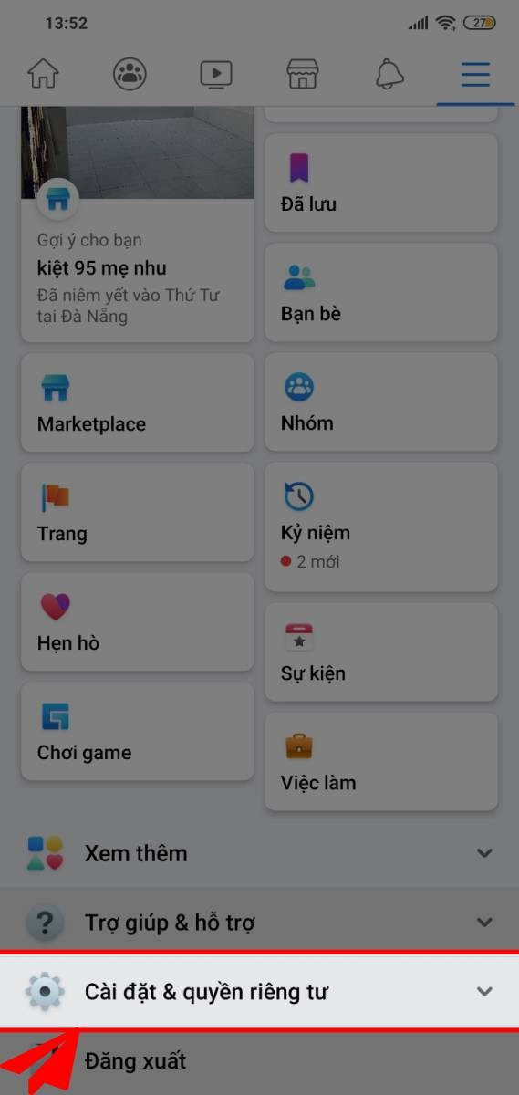 Cài đặt và quyền riêng tư trên Facebook