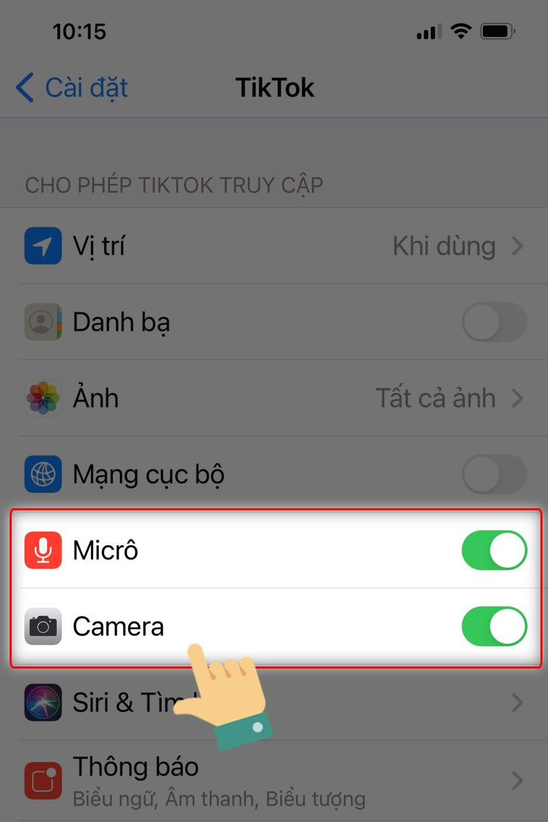 Cấp quyền cho TikTok