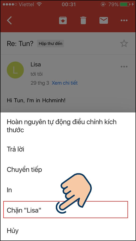 Chặn email trên điện thoại