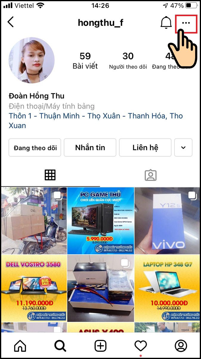 Chặn người dùng từ trang cá nhân